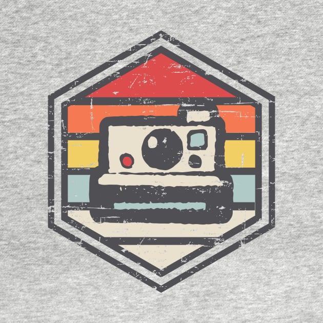 Retro Badge Polaroid Camera Light T-Shirt by rojakdesigns